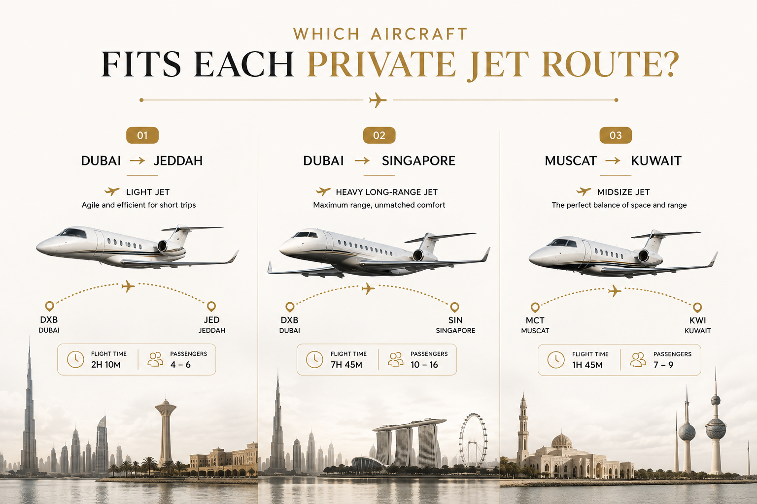 Private Jet Routes from Dubai | Jeddah and Singapore